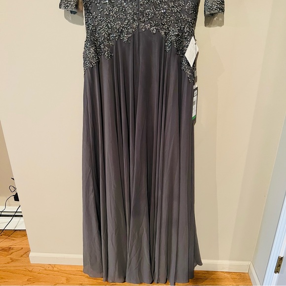 Marsoni Illusion Sleeve Embellished Bodice Dress Charcoal Women's Size 10 NWT - Picture 8 of 15
